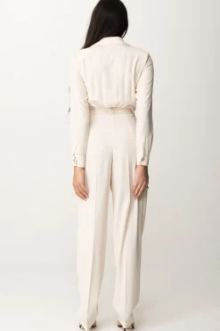 Elisabetta Franchi Tuta Lunga con Tasche RicamateBURRO