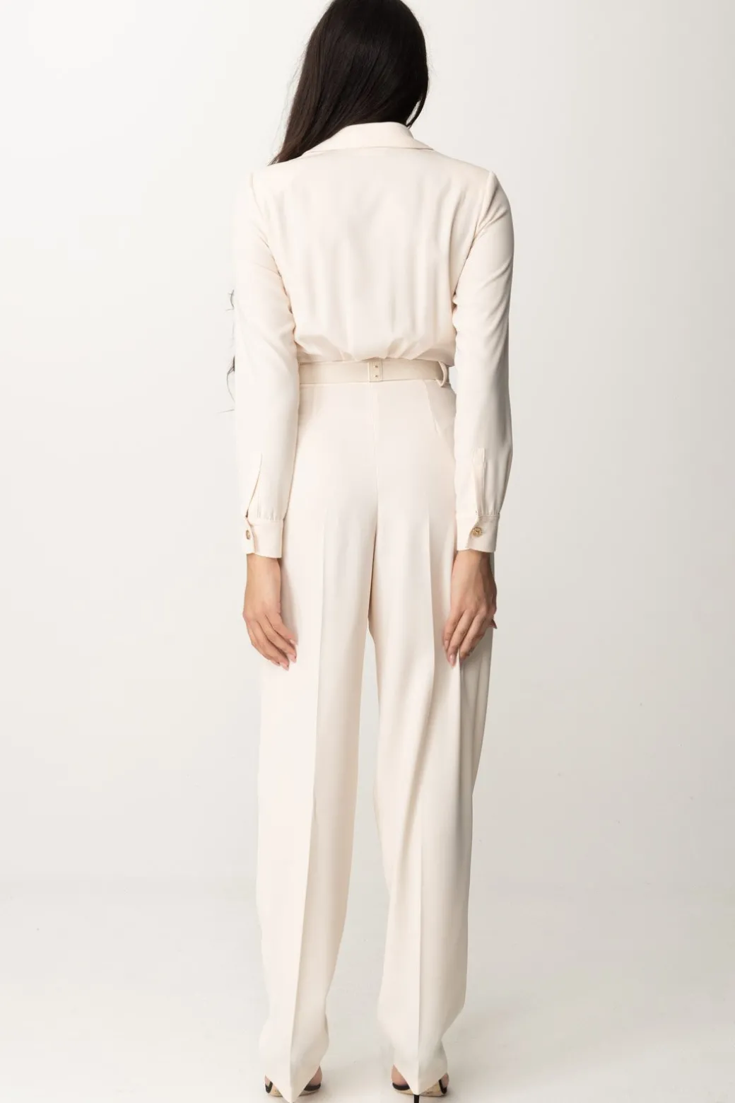 Elisabetta Franchi Tuta Lunga con Tasche RicamateBURRO