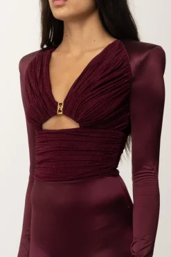 Elisabetta Franchi Tuta Lunga In Lycra con Busto PlissèROUGE NOIR