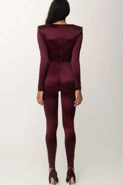 Elisabetta Franchi Tuta Lunga In Lycra con Busto PlissèROUGE NOIR