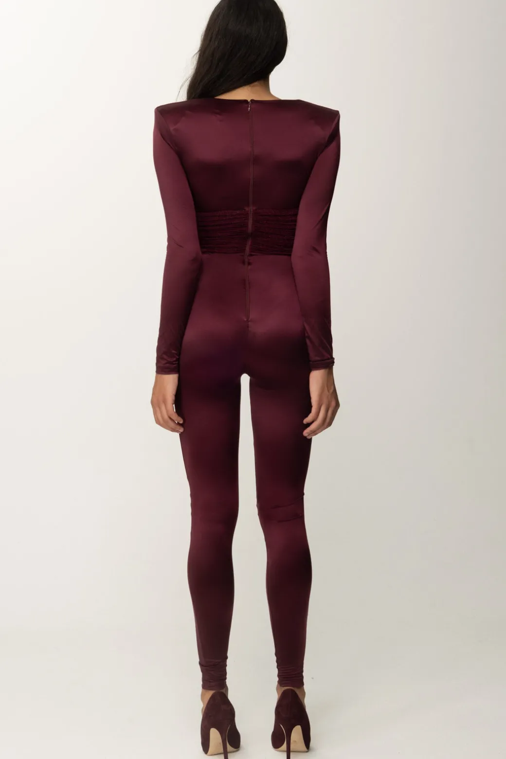 Elisabetta Franchi Tuta Lunga In Lycra con Busto PlissèROUGE NOIR