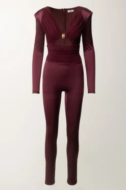 Elisabetta Franchi Tuta Lunga In Lycra con Busto PlissèROUGE NOIR