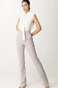 Elisabetta Franchi Tuta Lunga con CravattaAVORIO/PERLA