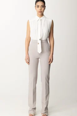 Elisabetta Franchi Tuta Lunga con CravattaAVORIO/PERLA