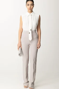 Elisabetta Franchi Tuta Lunga con CravattaAVORIO/PERLA