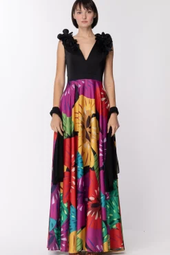 Fabiana Ferri Abito Lungo con Gonna Maxi FioriFANTASIA