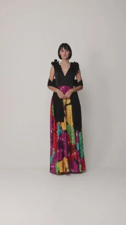 Fabiana Ferri Abito Lungo con Gonna Maxi FioriFANTASIA