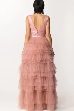 Fabiana Ferri Abito Lungo Asimmetrico con Balze In TulleCIPRIA