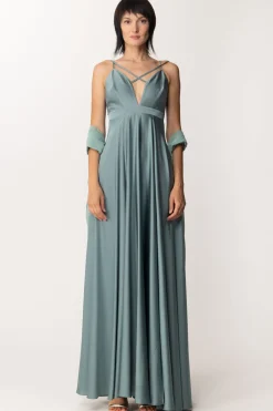 Fabiana Ferri Abito Lungo con Spacchi FrontaliSALVIA