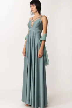 Fabiana Ferri Abito Lungo con Spacchi FrontaliSALVIA