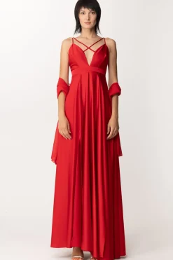 Fabiana Ferri Abito Lungo con Spacchi FrontaliROSSO