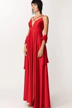 Fabiana Ferri Abito Lungo con Spacchi FrontaliROSSO