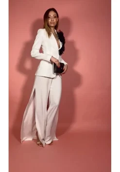 Fabiana Ferri Pantaloni con Spacchi LateraliBIANCO