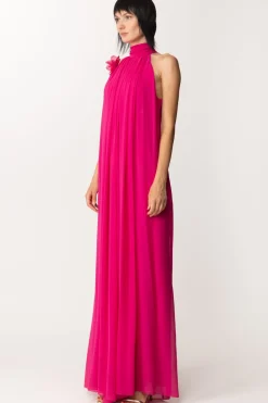 Fabiana Ferri Tuta Plissettata con Scollo All'americanaMAGENTA