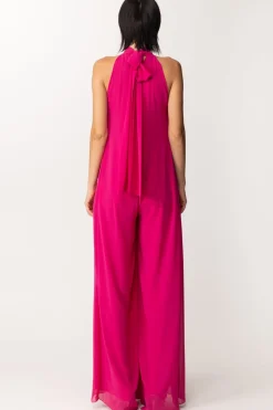 Fabiana Ferri Tuta Plissettata con Scollo All'americanaMAGENTA