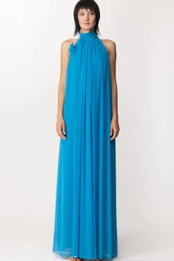 Fabiana Ferri Tuta Plissettata con Scollo All'americanaTURCHESE