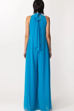 Fabiana Ferri Tuta Plissettata con Scollo All'americanaTURCHESE