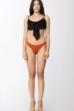 Fk Bikini Due Pezzi Sopra Fascia con Pizzo San Gallo Slip Sul FiancoNERO