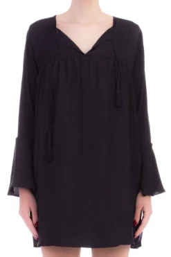 Fk Copricostume Camiclia Lunga con Scollo a V e Lacci Maniche a BluffoNERO