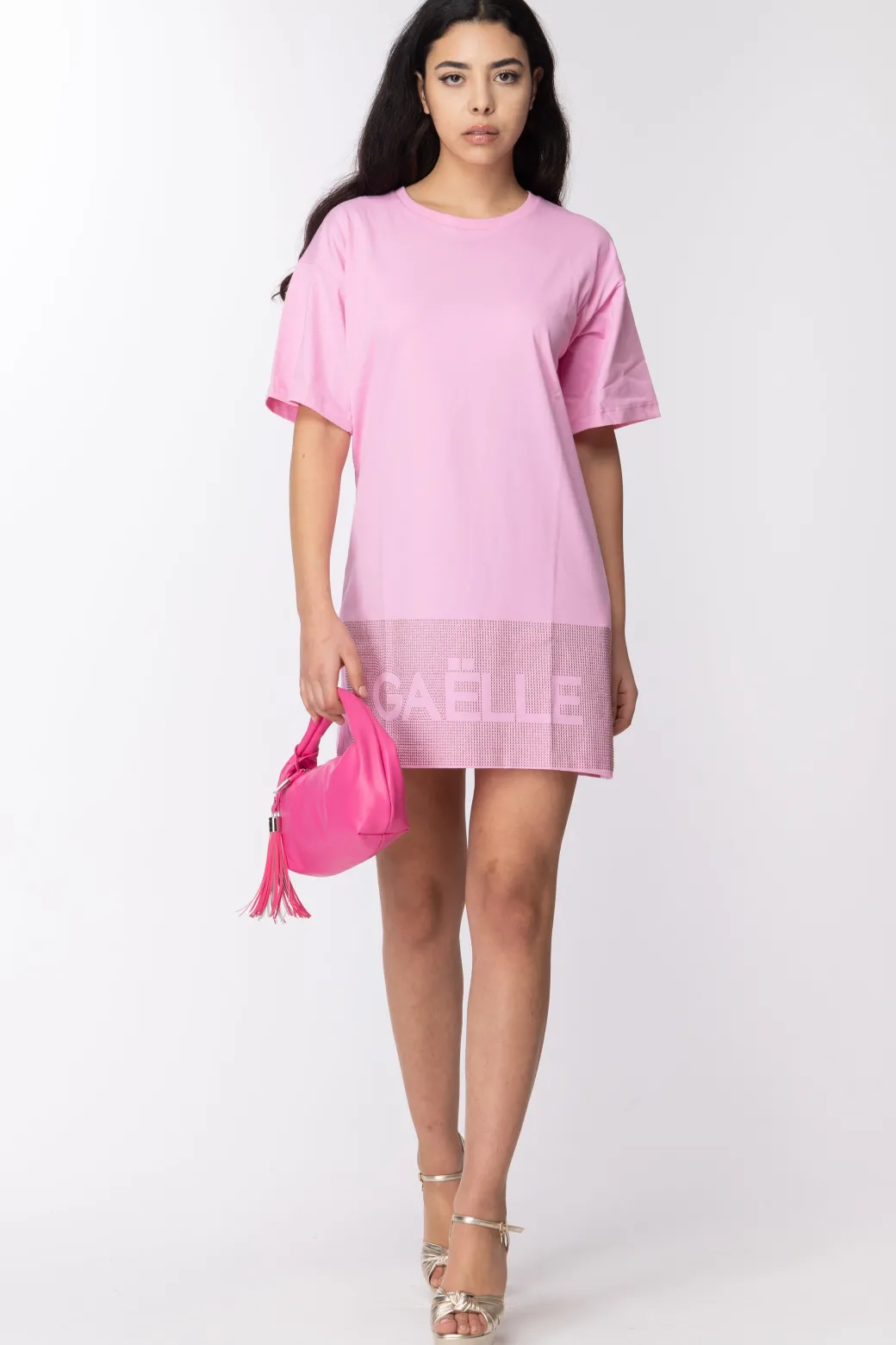 Gaëlle Paris Abito In Cotone con StrassROSA BONBON