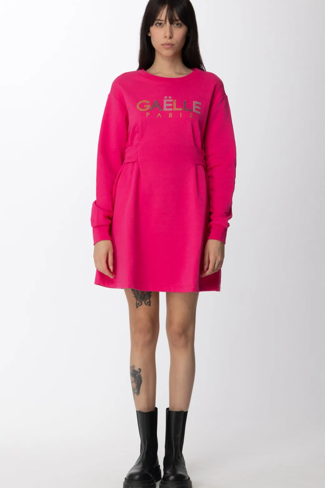 Gaëlle Paris Abito In Felpa con Logo StrassFUCSIA