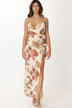 Gaëlle Paris Abito In Raso con Spacco LateralePANNA