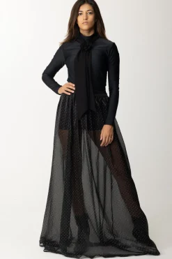 Gaëlle Paris Abito Lungo con Gonna con StrassNERO