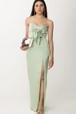 Gaëlle Paris Abito Lungo In SatinVERDE SALVIA