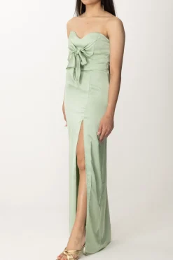 Gaëlle Paris Abito Lungo In SatinVERDE SALVIA