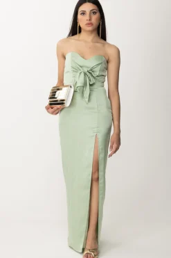 Gaëlle Paris Abito Lungo In SatinVERDE SALVIA