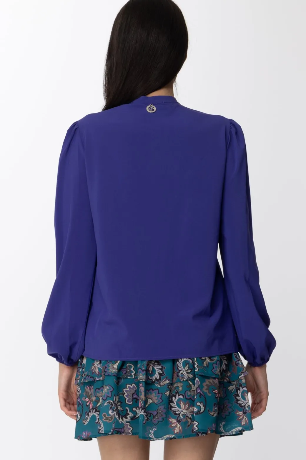 Gaëlle Paris Blusa In Georgette con Rouches e FusciaccaLILLA