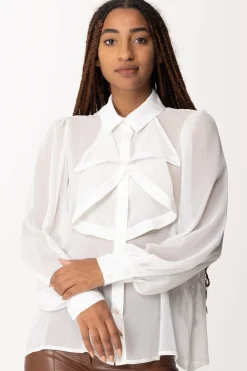 Gaëlle Paris Blusa In Raso con VolantOFFWHITE