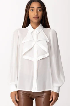 Gaëlle Paris Blusa In Raso con VolantOFFWHITE