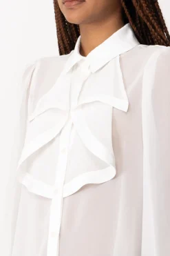 Gaëlle Paris Blusa In Raso con VolantOFFWHITE
