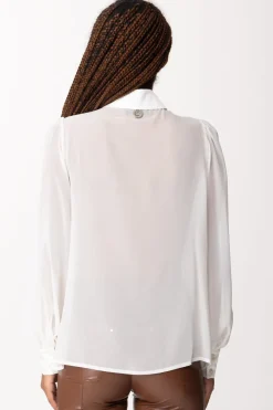 Gaëlle Paris Blusa In Raso con VolantOFFWHITE