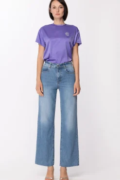 Gaëlle Paris Blusa In Raso con Logo RicamatoAMETISTA