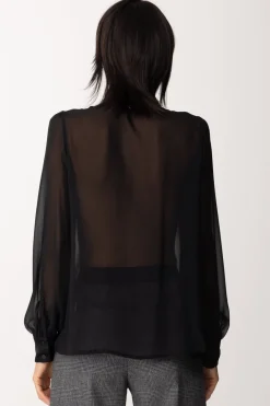 Gaëlle Paris Blusa In Raso con VolantNERO