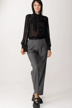 Gaëlle Paris Blusa In Raso con VolantNERO