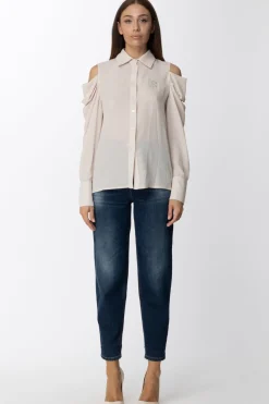 Gaëlle Paris Camicia con Cut-out e RicamoOFFWHITE