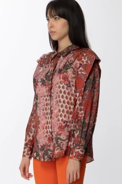 Gaëlle Paris Camicia con RouchesMULTICOLOR ARANCIONE