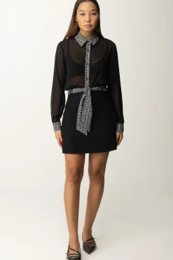 Gaëlle Paris Camicia Trasparente con Motivo GeometricoNERO