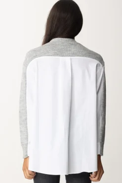 Gaëlle Paris Cardigan Asimmetrico con Tessuto a ContrastoGRIGIO