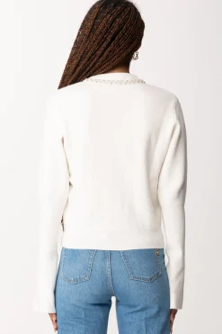 Gaëlle Paris Cardigan Corto con Strass e PerlineOFFWHITE