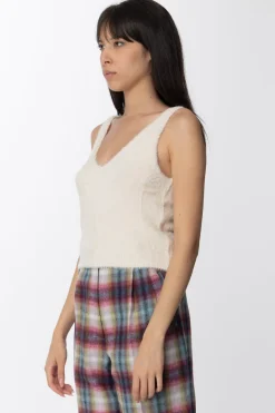 Gaëlle Paris Crop Top Fluffy con Scollo a VOFFWHITE
