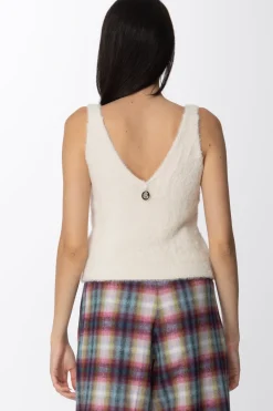 Gaëlle Paris Crop Top Fluffy con Scollo a VOFFWHITE