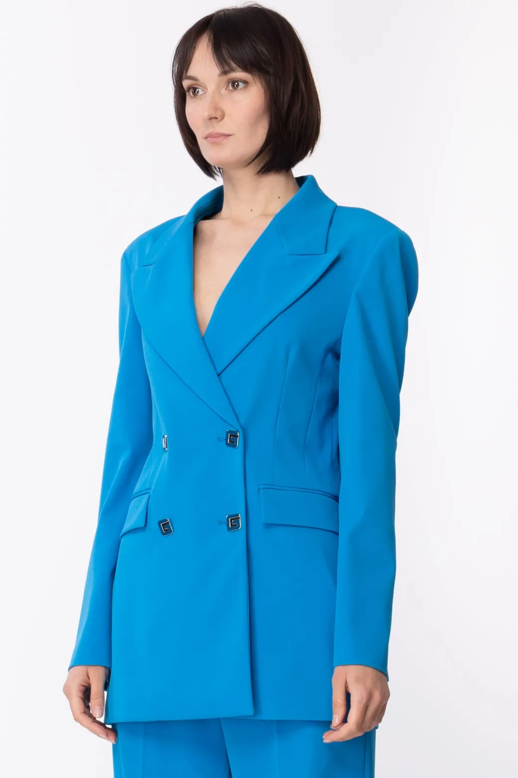 Gaëlle Paris Giacca Doppio Petto con Bottoni LogatiBLU COBALTO
