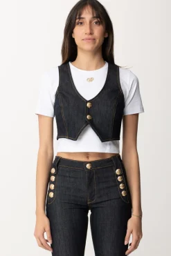Gaëlle Paris Gilet Crop In JeansBLU