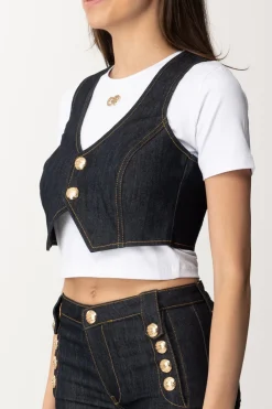 Gaëlle Paris Gilet Crop In JeansBLU