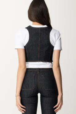 Gaëlle Paris Gilet Crop In JeansBLU