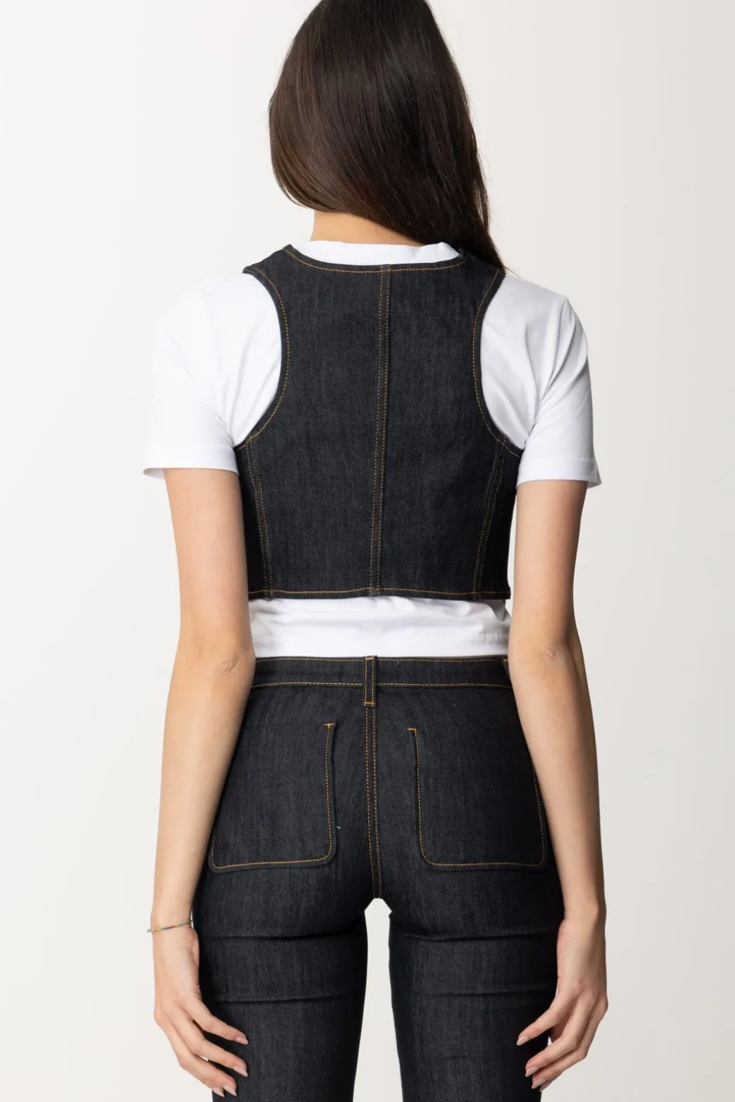 Gaëlle Paris Gilet Crop In JeansBLU